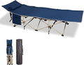 Folding Camping Cots Portable Camping Cot for Adults with Carry Bag Pocket Pillow Outdoor Camping Sleeping Bed for Hiking Traveling Easy to Carry&ampStore Blue