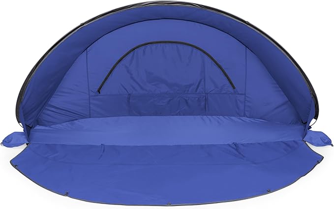 PICNIC TIME Manta Portable Beach Tent Fully-Assembled Pop Up Tent Beach Shade and Sun Shelter Instant Outdoor Shade with Carrying Bag for Outdoors and UPF50+ UV Protection (Blue)