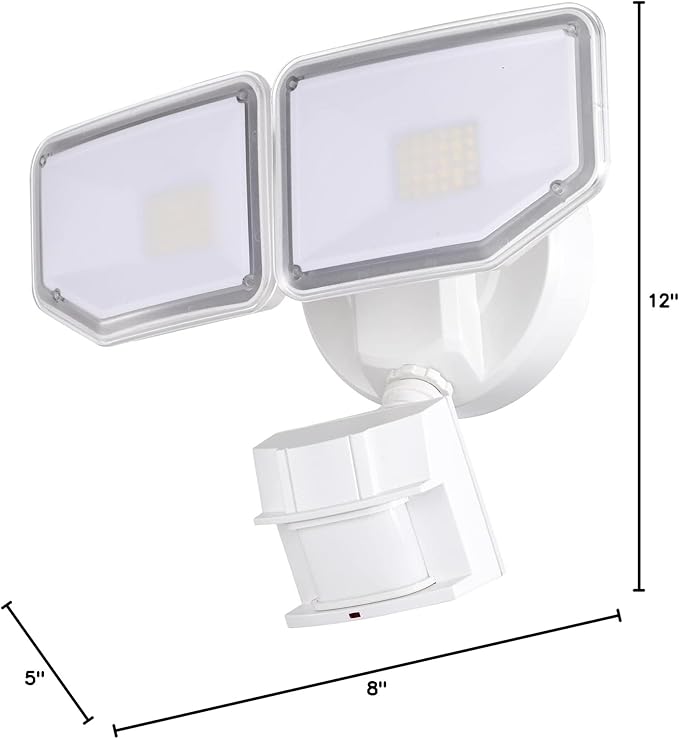 40W LED Security Lights Motion Sensor Light Outdoor 180 Degree 4000 LM 5000 K ETL Water Resistant Clear 2 Head Motion Detector Flood Light for Garage Yard (White)