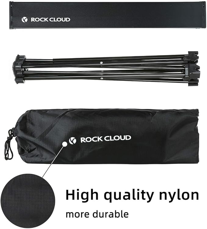 ROCK CLOUD Portable Camping Table Ultralight Aluminum Folding Beach Table Camp for Camping Hiking Backpacking Outdoor Picnic Black