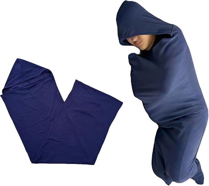 Wearable Sleep Blanket Hooded Sleep Adult Cozy Breathable Portable Sleeping Bag for Wearing At Home Or Camping Trips