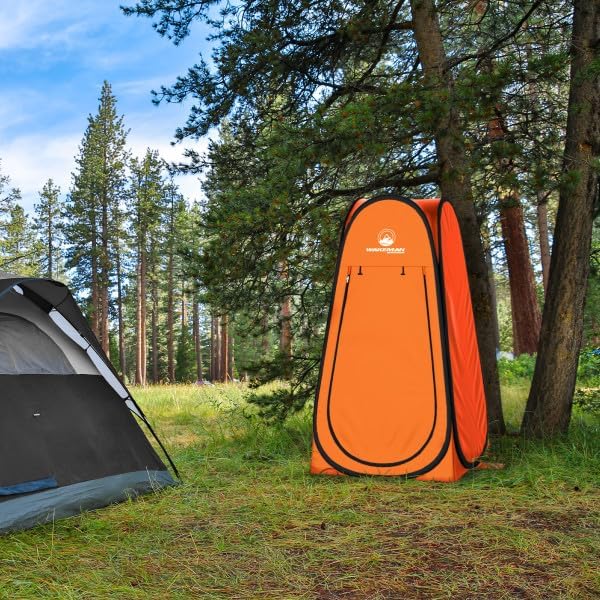Wakeman Pop Up Changing Tent 3.3 x 3.3 x 6.2ft Camping Shower Tent for Portable Toilet Stall or Dressing Room with Carry Bag for Camping Beach or Tailgate Polyester