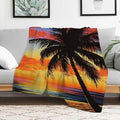 Palm Tree Sunset Beach Flannel Blanket Soft Warm Microfiber Blanket for Sofa Travel Camping All Season Gift 30x40in
