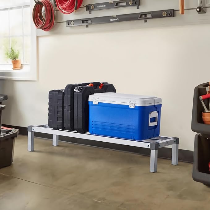VEVOR Aluminum Dunnage Rack 48” x 14” Commercial Food Floor Rack 8” Off the Floor 1000 lbs Capacity All-Welded Aluminum Storage for Storage in Restaurants Kitchens Garages and Vehicles