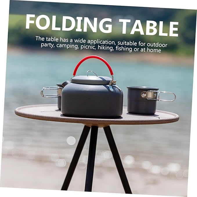 PRETYZOOM Portable Folding Round Table Adjustable Aluminum Camping Table Lightweight for Outdoor Use Beach Accessories Easy to Carry