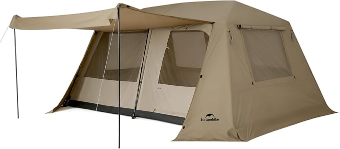 Naturehike Village Lite Camping Tent 60S Easy Setup Instant Tents for Camping Double Layer 4/8 Person Tent with with Full Rainfly