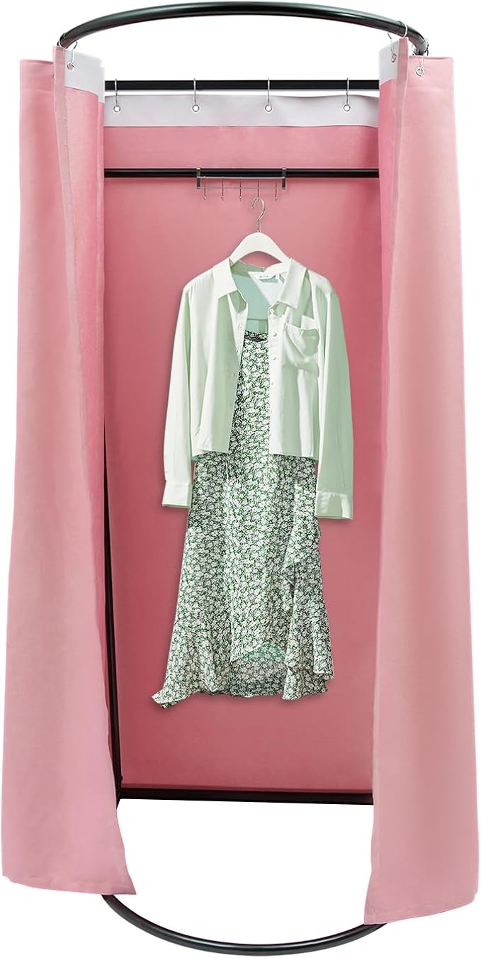 Portable Fitting Room Changing Booth 78.7 High Privacy Pop-Up Tent with Curtain 66lbs Capacity for Retail Events Beach Camping Photography Studio (Pink)
