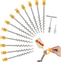 12 PCS Screw in Tent Stakes for Women Men - Ground Anchors for Sand Canopy Trampolines Camping Aluminium Heavy Duty Rust Prevention Pegs Drillable Lightweight Safe - Silvery 14 inch