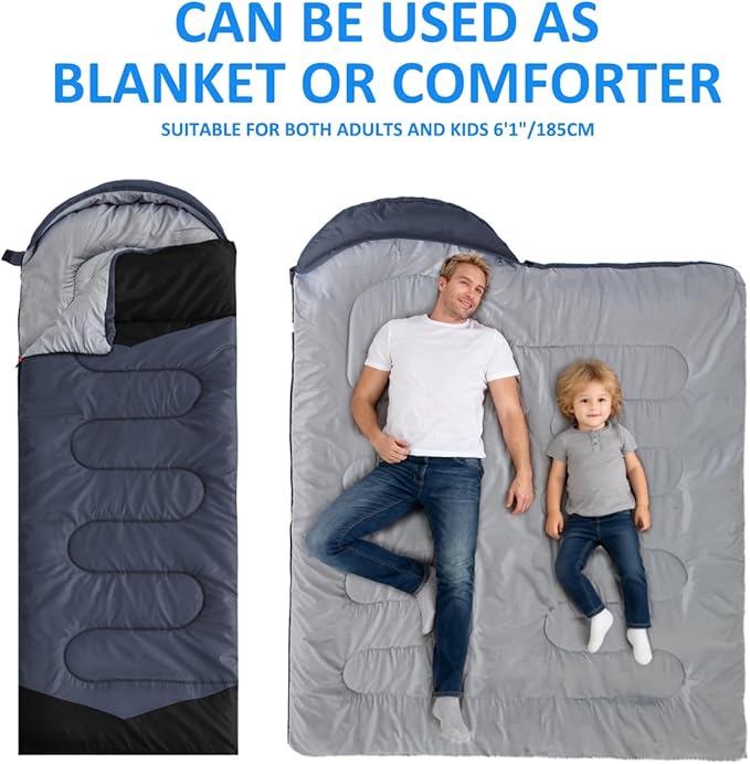 oaskys Camping Sleeping Bag - 3 Season Warm &amp Cool Weather - Summer Spring Fall Lightweight Waterproof for Adults Kids - Camping Gear Equipment Traveling and Outdoors