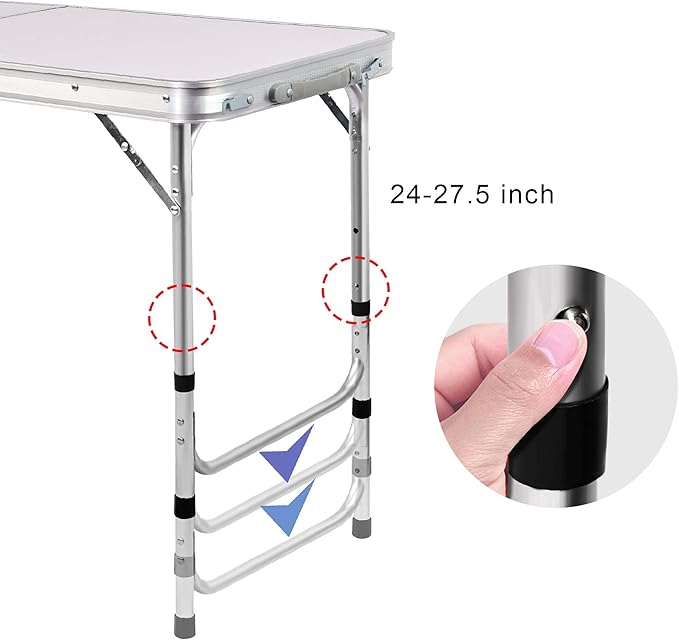 AHB Folding Camping Picnic Table with Storage Organizer Portable Foldable Aluminum Lightweight Adjustable Camp Table for Outdoor Camping