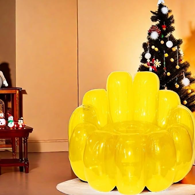 Jelly Inflatable ChairJelly ChairJelly Collection Inflatable ChairJello Inflatable ChairJelly Blow Up Chairfor Indoor Outdoor Camping Party Beach Hiking Yard (Yellow)