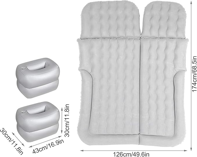 SUV Inflatable Mattress Flocked PVC Thickened Car Bed Anti-Fall and Anti-Collision Inflatable Bed Long-Distance Travel Camping Mattress 72-Hour Air Leakage Test