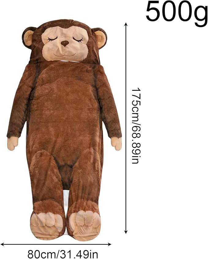 Giant Monkey Sleeping Bag for Human Monkey Shaped Animal Sleeping Bags for Adults for Indoor Use Or Camping TripsSleepovers