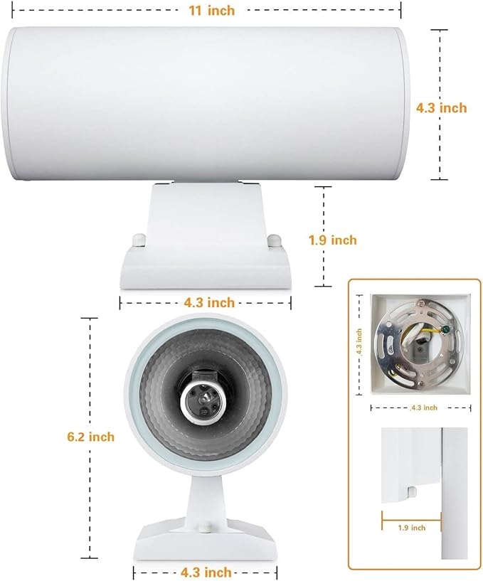 Outdoor Wall Light Exterior Lighting - ETL Listed Die-Casting Aluminum Waterproof Wall Mount Cylinder Design - Up Down Light Fixture for Porch Backyard and Patio (White)