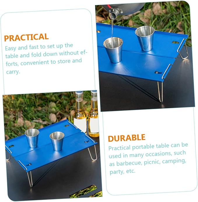 Happyyami Folding Aluminum Table Portable Picnic Table for Small Camping BBQ Hiking