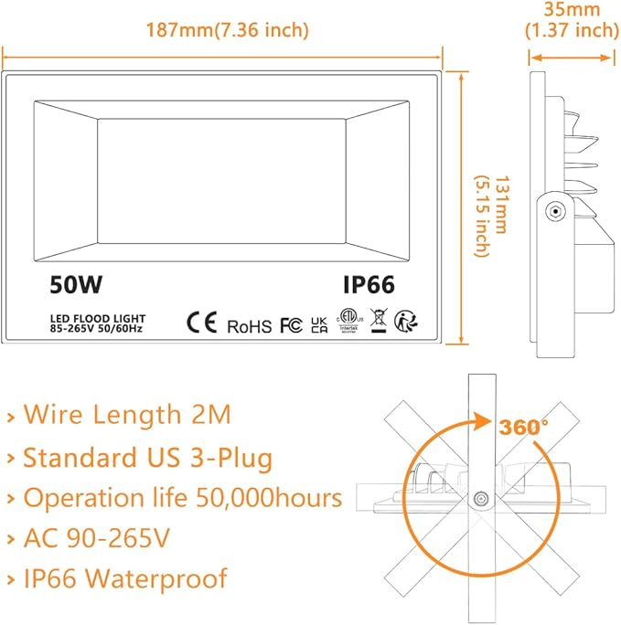 MELPO LED Flood Light Outdoor 500W Equivalent 5000LM Smart RGB Landscape Lighting with APP Control DIY Scenes - Timing - Warm White 2700K - Color Changing Uplight IP66 Waterproof US Plug (4 Pack)