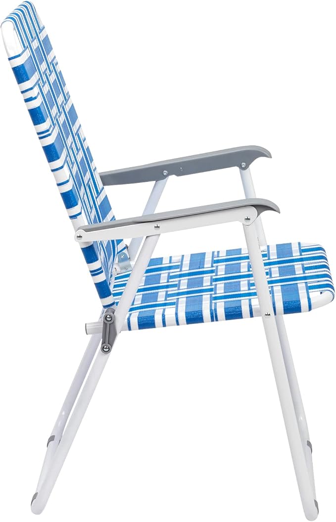 Set of 2 Classic Outdoor Camping ChairsPatio Folding Lawn ChairOutdoor Beach Portable Folding Camping Chair for Garden Pool Beach Backyard (Blue&amp White Strip)