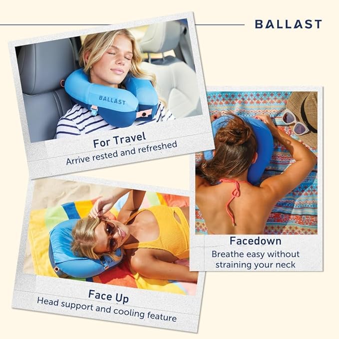 Ballast Travel Pillow PRO – Neck Pillow for Airplane Compact Inflatable Travel Pillow for Beach &amp Traveling Enjoy Relaxation Wherever You Go (Flamingo Pink)