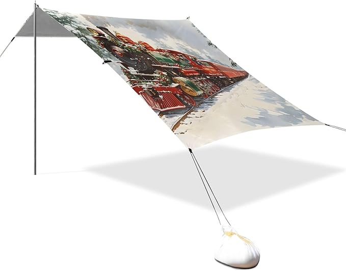 Beach Tent Sun Shelter Christmas Train Lightweight &amp Easy Setup Beach Shade Canopy for Camping Fishing
