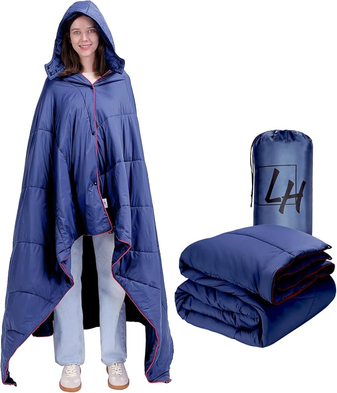 Outdoor Puffy Camping Blanket Lightweight Down Alternative Puffy Waterproof Stadium Blanket with Portable Bag Lightweight Camping Blanket for 2 People Cold Weather Sports Travel Car 79*54 inch