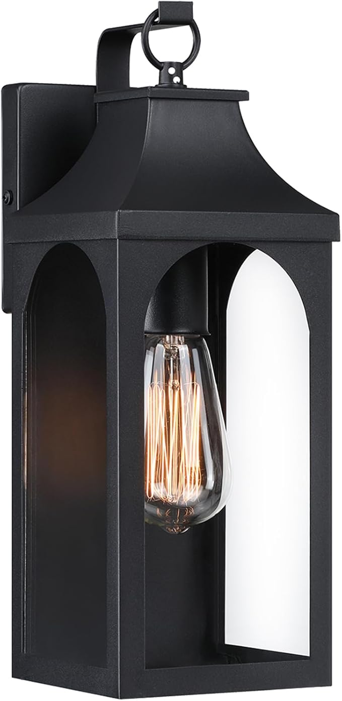 13 Outdoor Wall Light FixturesMatte Black Exterior Light Fixture with Clear Glass LampshadeAnti-Rust Waterproof Outdoor Sconce Lights Porch Lights for EntrywayPatioGarage
