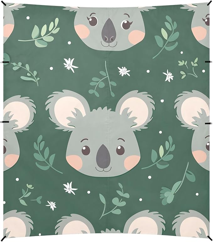 Cartoon Koala Face Camping Sun Shelter Beach Tent Portable Beach Sun Shade Outdoor Canopy for Camping Trips Fishing Picnic