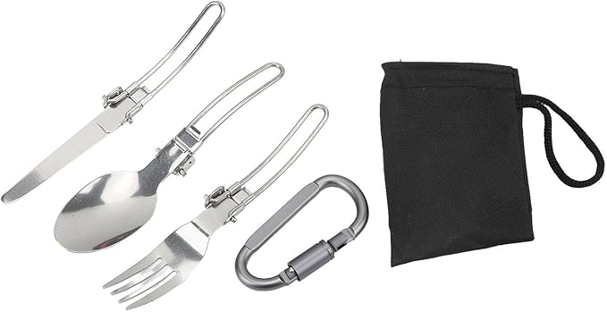 Camping Cookware Mess Kit Portable Cooking Set Hard Anodized Aluminum Lightweight Black - Non Stick Folding Utensils Ideal for Backpacking and Outdoor Cooking