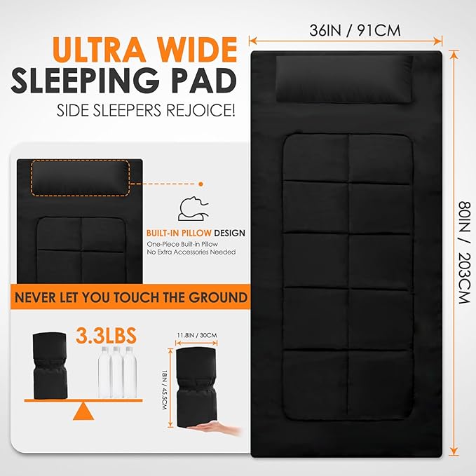 Portable Camping Cot Mattress 80 x 36 Inches Sleeping Mat with Waterproof Anti-Slip Bottom Floor Mattress Easy to Carry for Guest Tent Lawn Yard Camping Cot Easy to Store