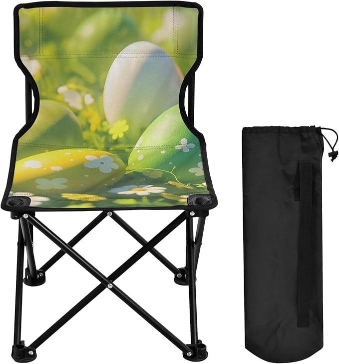 Lively Easter Egg Portable Camping Chairs Folding Chair - Durable Oxford Fabric Lightweight Iron Frame Easy Fold Design - Ideal for Outdoor Activities Camping Fishing and Travel