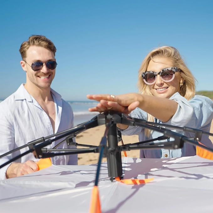 Beach Pop Up Tent &amp Sun Shelter - 5 Sec Setup | Adjustable Sunshade Nano Water/Mosquito Proof UPF 50+ | for Camping Picnic Sports Concert Set w/Storage
