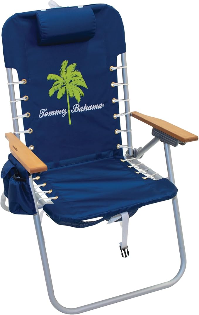 Tommy Bahama Hi-Boy 17 Seat Height 4-Position Lace-Up Suspension Folding Beach Backpack Chair