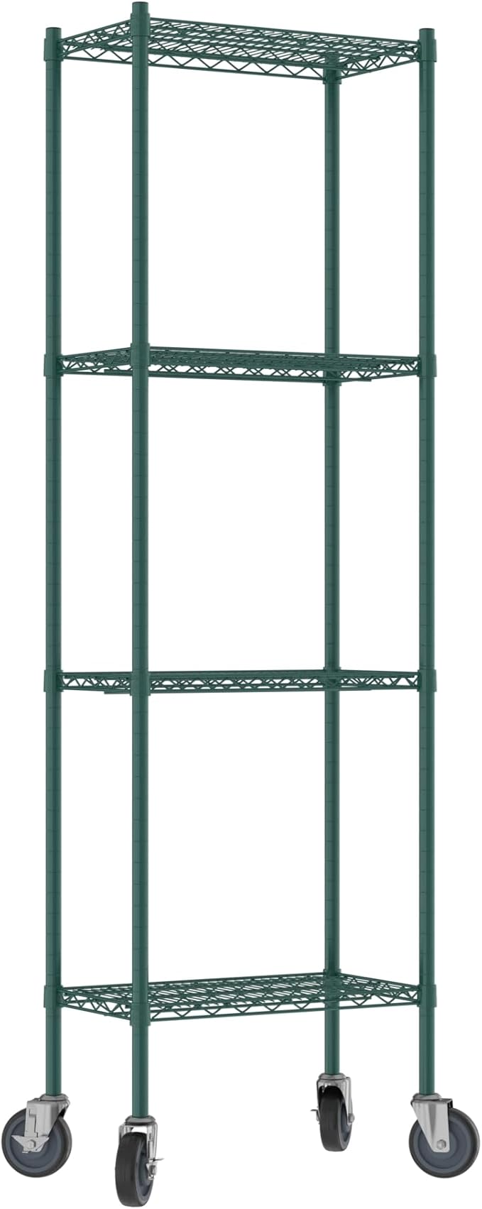 Commercial NSF Listed Green Epoxy Mobile Wire Shelving Kit 14 x 24 x 80 with 4 Shelves Perfect for Warehouse Walk-in Refrigerator Freezer Grocery Store Restaurant Dishroom