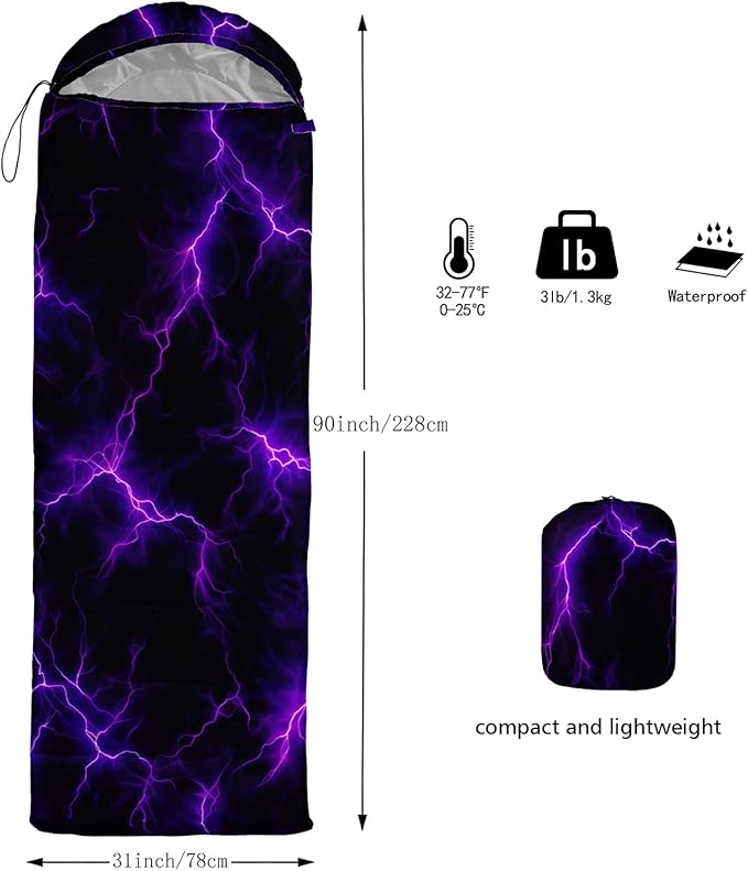 QOOMO Camping Sleeping Bags3 Season Warm &amp Cool WeatherLightweightWaterproof Sleeping Bags for Adults &amp KidsTravelingand OutdoorsCamping Gear Equipment
