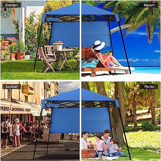 Fireflowery 7’ x 7’ Pop Up Canopy Tent Portable Shelter Canopy w/Backpack Outdoor Instant Canopy Tent Lightweight &amp Compact for Hiking Fishing Camping Picnic (7'x7' Base 6'x6' top)