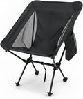 Ultralight Camping Chair Folding Backpack Chair with Aluminum Frame Side Pocket &amp Anti-Sinking Feet Supports 330 lbs Camp Chair for Outside Hiking Beach and Travel (Black)