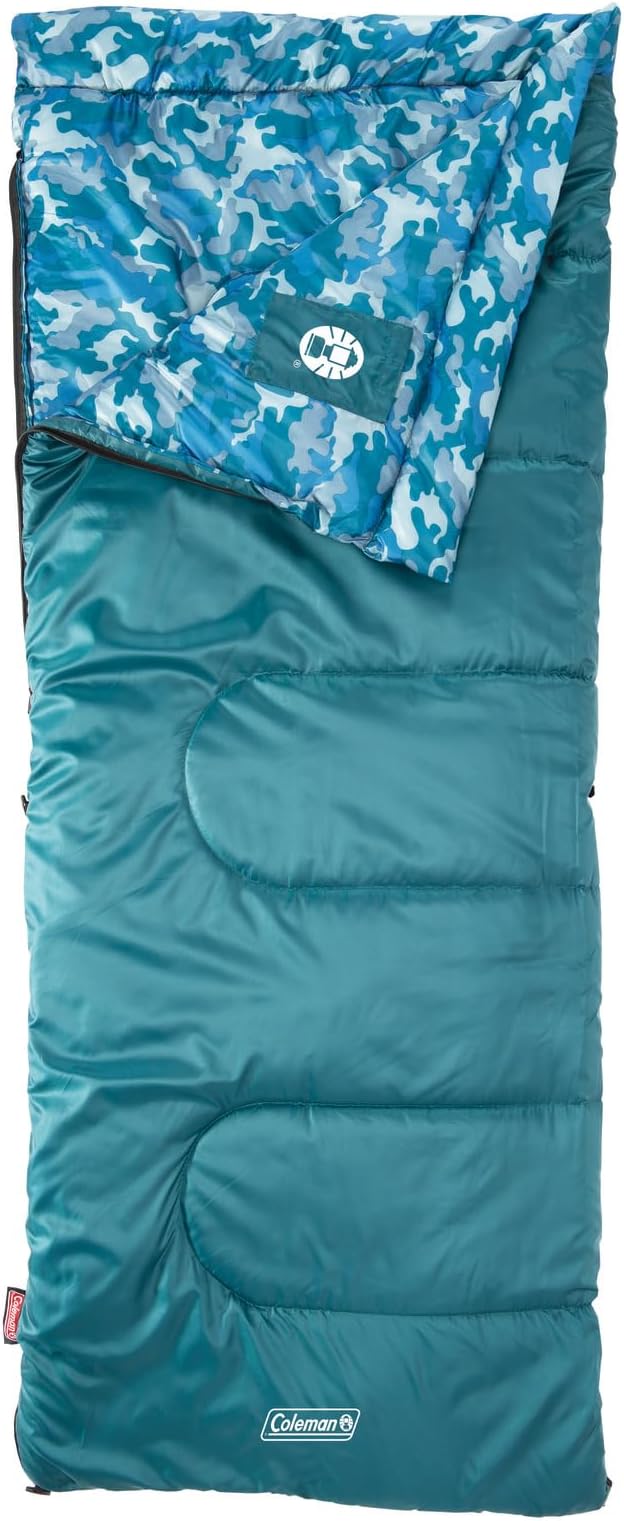 Coleman Kids 45°F Sleeping Bag for Children up to 5ft 5in Tall Lightweight &amp Warm Sleep Sack for Indoor/Outdoor Use Machine Washable