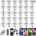 Sumaote Smart WiFi LED Deck Lights 30 Pack APP Control RGB Outdoor Lighting for Patio Deck Steps Landscape Φ1.22 Low Voltage 12V Recessed Deck Lights Waterproof IP67 Google Home Timer