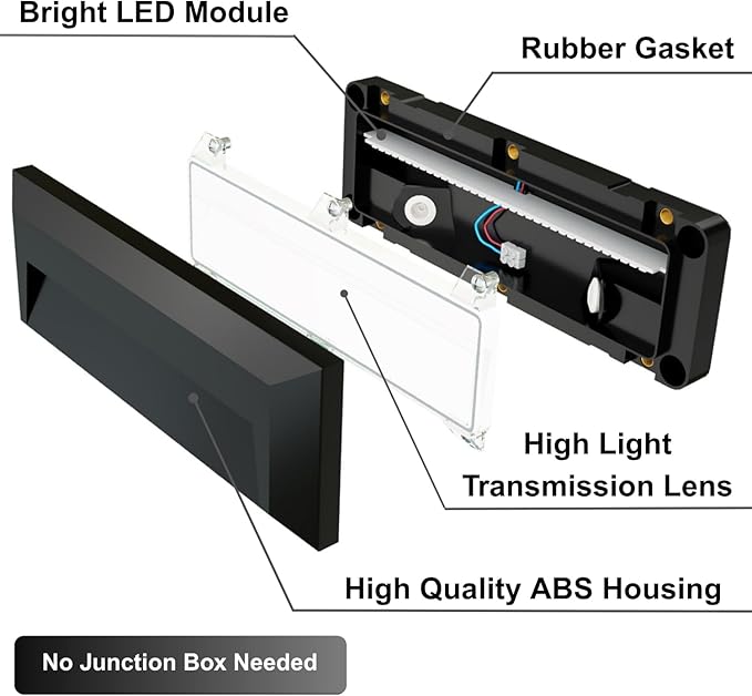 ZONK LED Step Lights 110-240V OutdoorIndoor Stair Lights Waterproof IP65 2W 4000K Lighting for Stairs Hallway Pathway Porch (Non-Dimmable Easy Install) 3Pack
