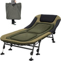 XXL Camping Cots for Adults 330Lbs with Carry Bag Heavy Duty Folding Bed with Soft Padded Cushion Portable Military Cot for Hunting 180° Adjustable Reclining Outdoor Lounger