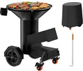 Heavy Duty Rocket Stove with Griddle Grate Wheels Ash Tool &amp Cover Large Wood Stove BBQ Grill for Patio Outdoor Cooking Backyard Camping Beach Tailgating 28x23x31in GS346