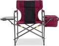 Director Camping Chair with Cooler Bag &amp Foldable Side Tray - 400lbs Heavy Duty Outdoor Folding Lawn Chair Portable Camp Chair for Backyard Fishing Beach (Wine Red)