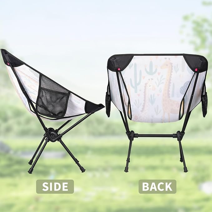 Animal Giraffe Flowers Camping Chair Lightweight Portable Chairs for Adults Easy Installation Outdoor Foldable Camping Chair for Camping Fishing Hiking Picnic Beach