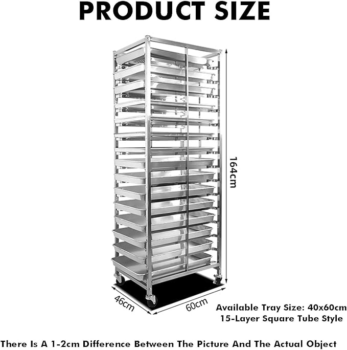 Quick Rack for Baking Pans15-Tier Mobile Bread Pan Rack with Wheels - Open Shelves for Baking Dough &amp Pizza - Ideal for Bakeries Restaurants &amp Catering Needs
