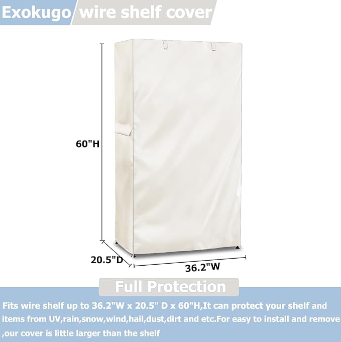 Wire Shelf Cover600D Heavy Duty 100% Waterproof Shelf Covers for Wire ShelvingOutdoor Storage Shelves Cover for Metal Rack24 W x 18 D x 72 HBeige