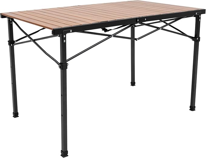 ALPS Mountaineering Overlanding Table Aluminum Roll-Top with Wood-Look Adjustable Height