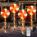 Candy Christmas Decorations Pathway Outdoor Solar Lights 29 inches 80 LED Lighted Lollipop Solar Christmas Lights with 8 Modes Waterproof String Lights Outdoor Lights for Yard Patio Walkway-4PCS