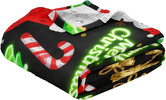 Merry Christmas Snowflakes Lightweight Fuzzy Comfy Blankets for Adults Throw Covers for Living Room Sofa BedParty 50x70 Inches