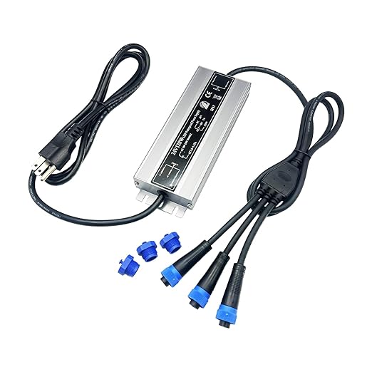 120W 24V Waterproof Power Supply 3-Head Output Adapter Compatible with Philips Hue Outdoor Lighting Lily Spot Lily XL Calla Pathway Impress Pedestal &amp Impress Wall Lights