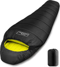 KAMPKEEPER Mummy Sleeping Bag Cold Weather Camping Sleeping Bag 32℉ 3-4 Seasons Adults Sleeping Bag Non-Snag Zipper with Adjustable Hood for Backpacking Hiking