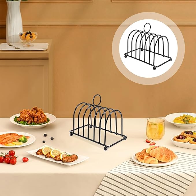 PartyKindom Stainless Steel Multifunctional Bread Rack Toast Holder Rack for Kitchen and Dining Room: Multi-Functional Toast for Sliced Bread and Book Storage Space-Saving